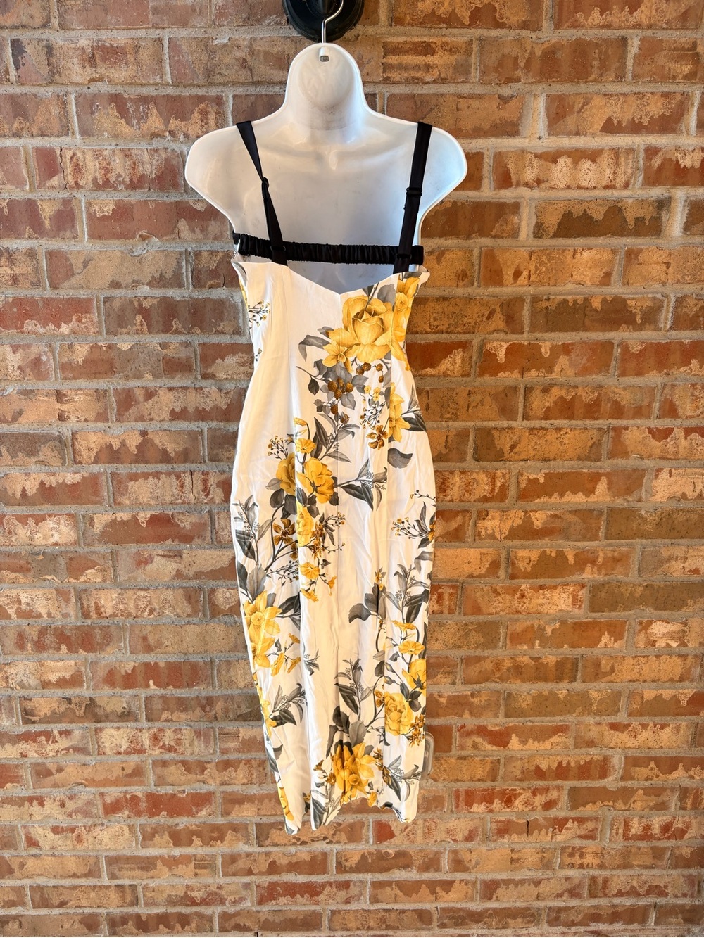 Anthropologie White Sheath Midi Dress with Yellow Floral Print size 0 - Picture 9 of 11